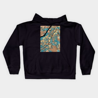 Riverside Map Pattern in Mid Century Pastel Kids Hoodie